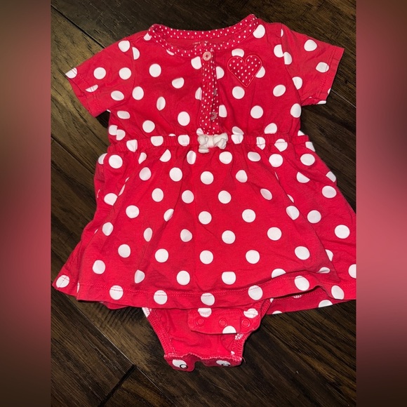 Carter's Red Baby Dress with Polka Dots and Heart - Picture 1 of 5
